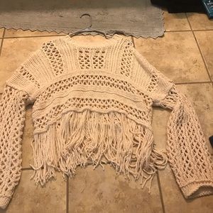 NWOT free people chunky crochet tassel sweater